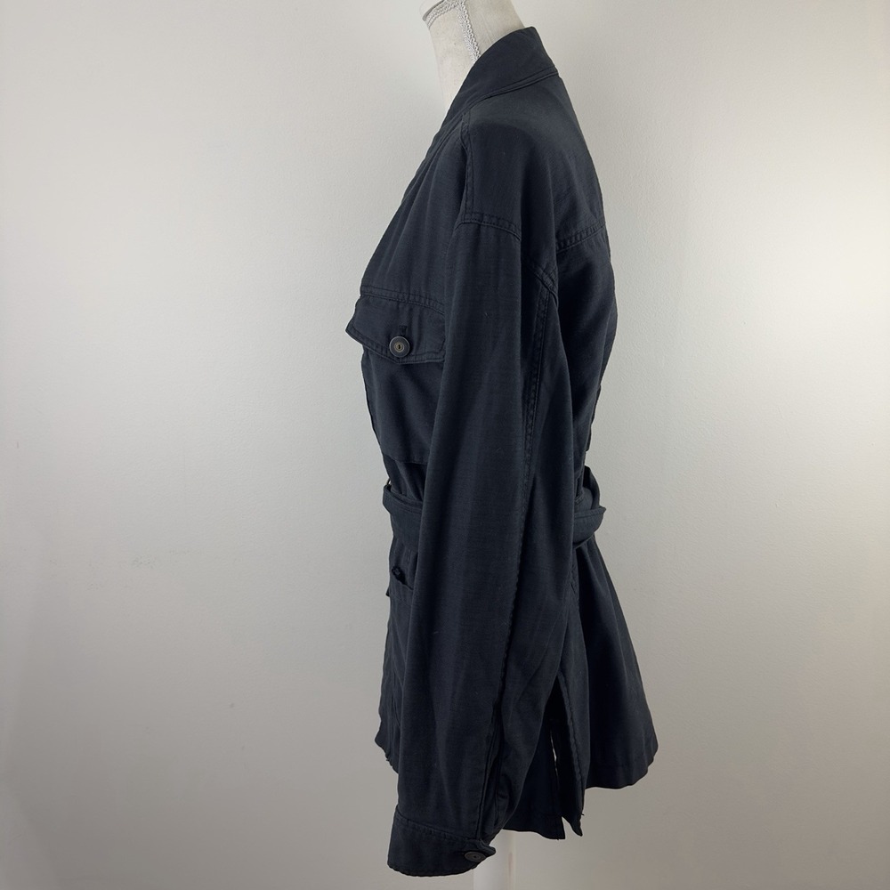 Free People black Cotton Utility Belted Jacket Womens XS Lightweight - Picture 6 of 11